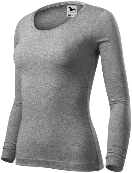 Koszulka damska z długim rękawem - Damska bawełniana koszulka na co dzień