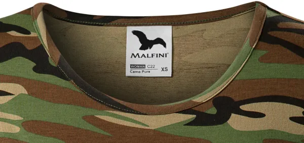 Damska koszulka w kamuflażu - Klasyczny okrągły dekolt