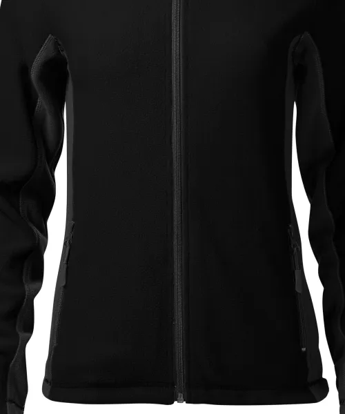 Kontrastowa kurtka damska z polaru - Delikatnie zwężane cięcie