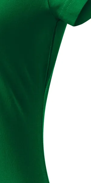 T-shirt damski slim fit z dekoltem w szpic - Krój z bocznymi szwami