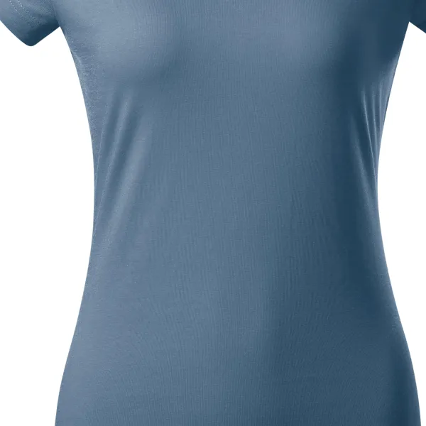 T-shirt damski slim fit z dekoltem w szpic - Łagodnie zwężane cięcie