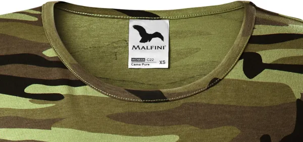 Damska koszulka w kamuflażu - Klasyczny okrągły dekolt