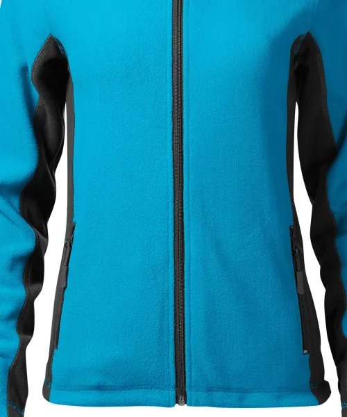 Kontrastowa kurtka damska z polaru - Delikatnie zwężane cięcie