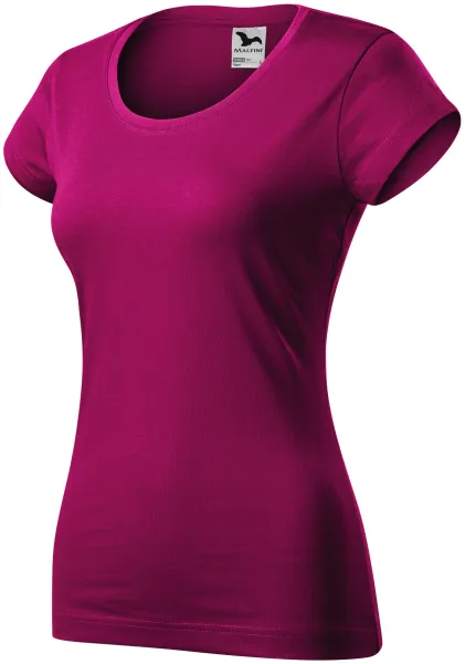 T-shirt damski slim fit z okrągłym dekoltem - Wygodna bawełniana koszulka damska