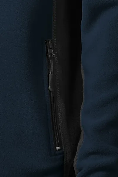 Męska kontrastowa kurtka polarowa - Praktyczne kieszenie zapinane na zamek