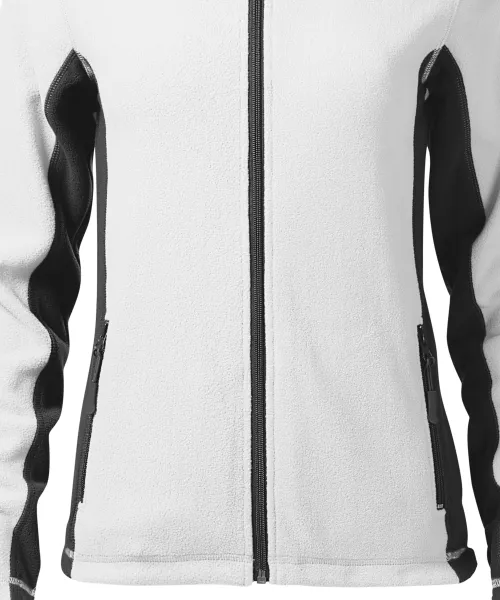 Kontrastowa kurtka damska z polaru - Delikatnie zwężane cięcie