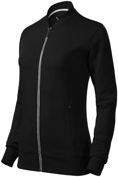 Bluza damska z ukrytymi kieszeniami - Bluza damska z zamkiem błyskawicznym i bez kaptura
