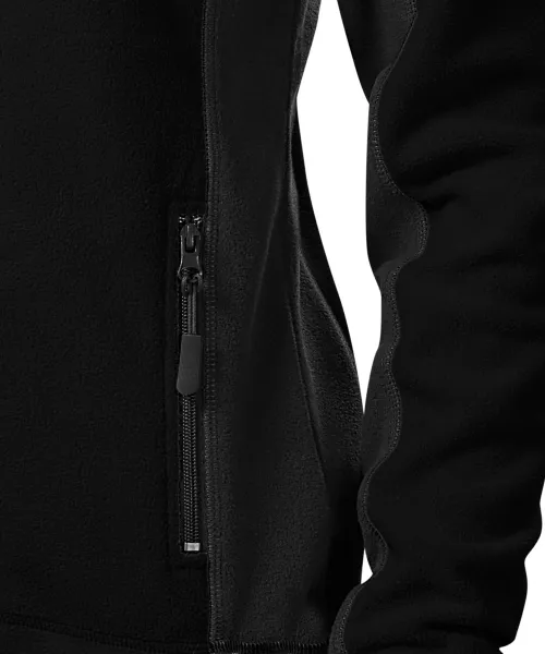 Kontrastowa kurtka damska z polaru - Praktyczne kieszenie zapinane na zamek