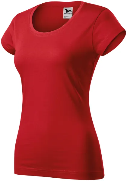 T-shirt damski slim fit z okrągłym dekoltem - Wygodna bawełniana koszulka damska