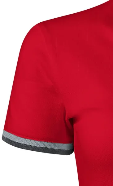 Sukienka damska z kołnierzem do góry - Krótkie rękawy z kontrastowymi paskami