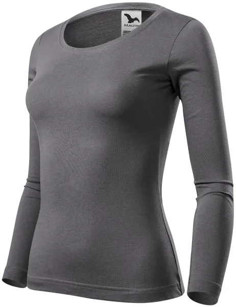 Koszulka damska z długim rękawem - Damska bawełniana koszulka na co dzień