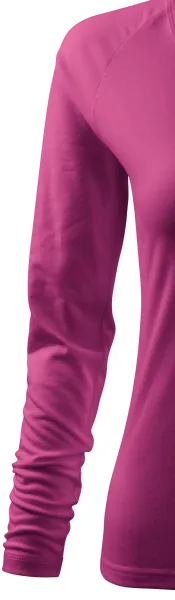 Damska dopasowana koszulka, dekolt w szpic - Długie rękawy typu raglan