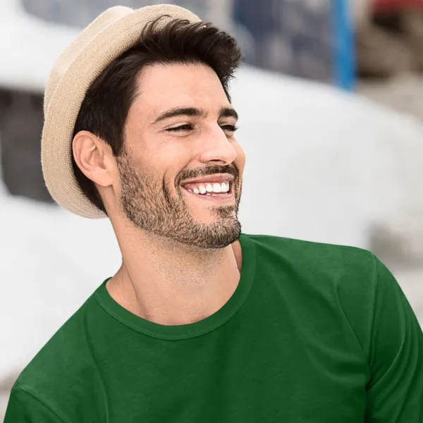 Męska koszulka z długim rękawem - Klasyczny okrągły dekolt