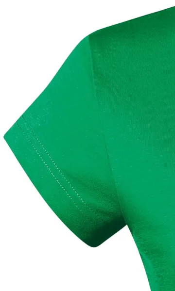 T-shirt damski slim fit z dekoltem w szpic - Bardzo krótkie rękawy