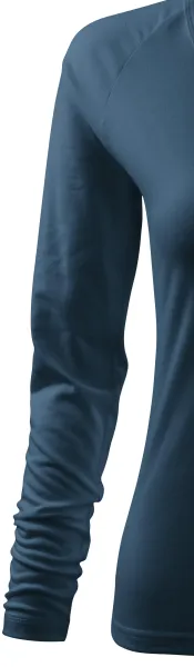 Damska dopasowana koszulka, dekolt w szpic - Długie rękawy typu raglan