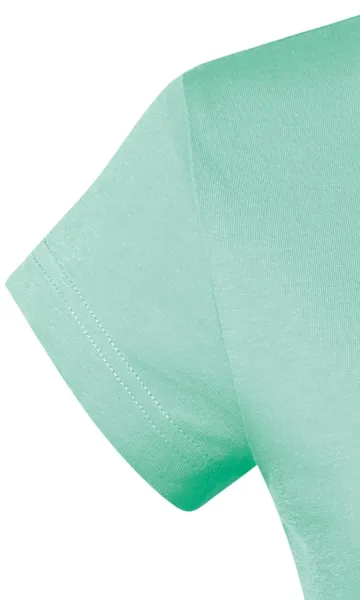 T-shirt damski slim fit z dekoltem w szpic - Bardzo krótkie rękawy