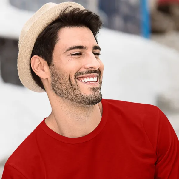 Męska koszulka z długim rękawem - Klasyczny okrągły dekolt