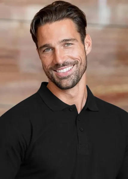 Męska koszulka polo wagi ciężkiej - Zapięcie na 3 guziki