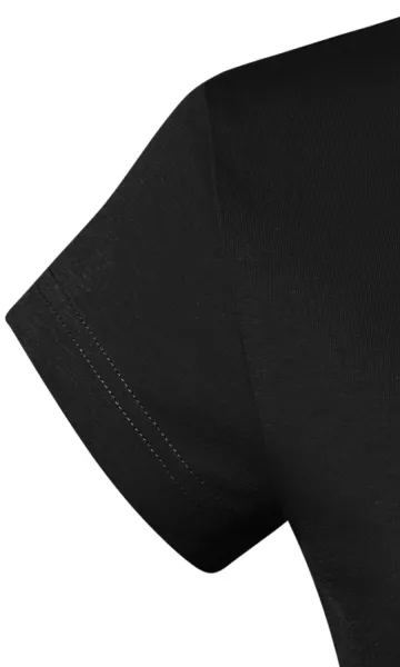 T-shirt damski slim fit z dekoltem w szpic - Bardzo krótkie rękawy