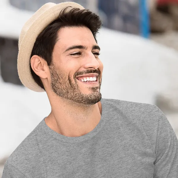 Męska koszulka z długim rękawem - Klasyczny okrągły dekolt