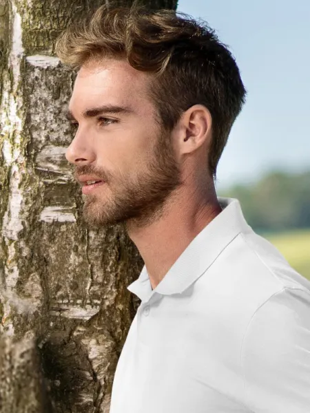 Prosta koszulka polo męska - Zapięcie na 2 guziki