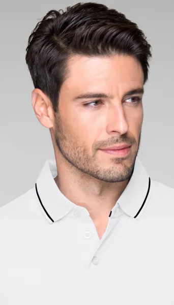 Męska koszulka polo z kontrastowymi detalami - Zapięcie na 3 guziki