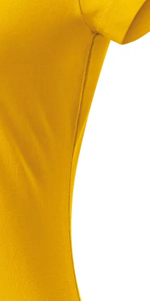 T-shirt damski slim fit z dekoltem w szpic - Krój z bocznymi szwami