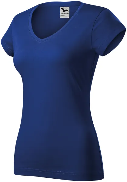 T-shirt damski slim fit z dekoltem w szpic - Damska koszulka na co dzień