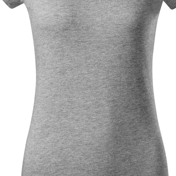 T-shirt damski slim fit z dekoltem w szpic - Łagodnie zwężane cięcie