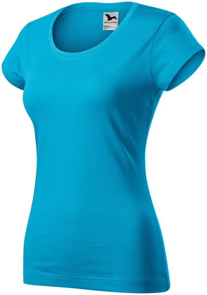 T-shirt damski slim fit z okrągłym dekoltem - Wygodna bawełniana koszulka damska