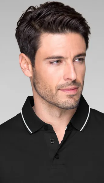 Męska koszulka polo z kontrastowymi detalami - Zapięcie na 3 guziki