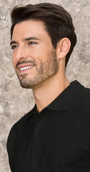 Męska luźna koszulka polo - Zapięcie na 3 guziki