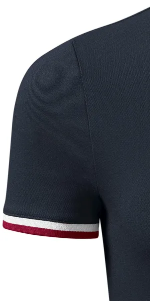 Męska koszulka polo z kołnierzem do góry - Krótkie rękawy z kontrastowymi paskami