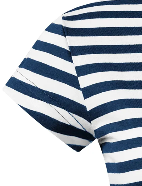 Granatowa koszulka damska - Bardzo krótkie rękawy