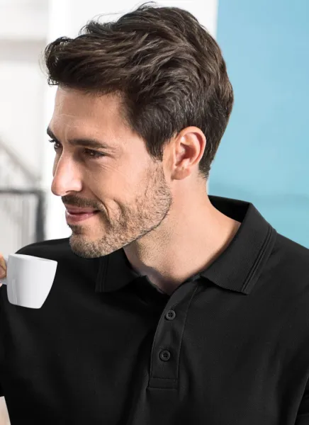 Męska koszulka polo z długim rękawem - Zapięcie na 3 guziki