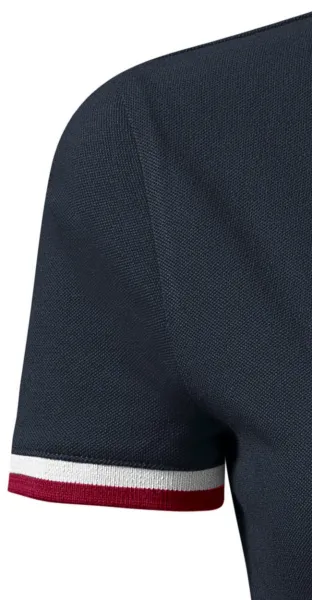 Damska koszulka polo z kołnierzem do góry - Krótkie rękawy z kontrastowymi paskami