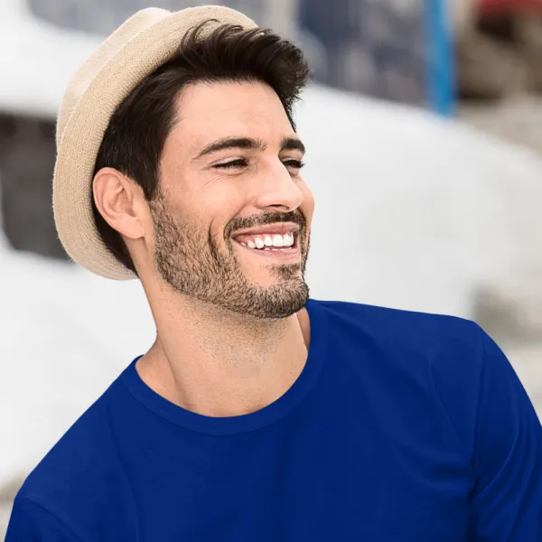 Męska koszulka z długim rękawem - Klasyczny okrągły dekolt