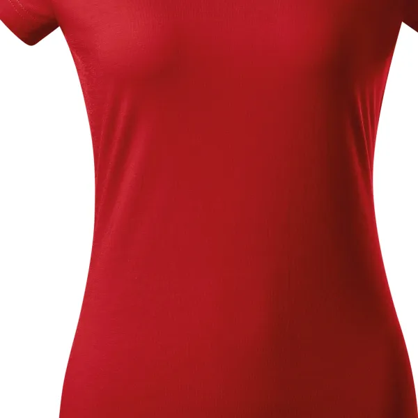 T-shirt damski slim fit z dekoltem w szpic - Łagodnie zwężane cięcie