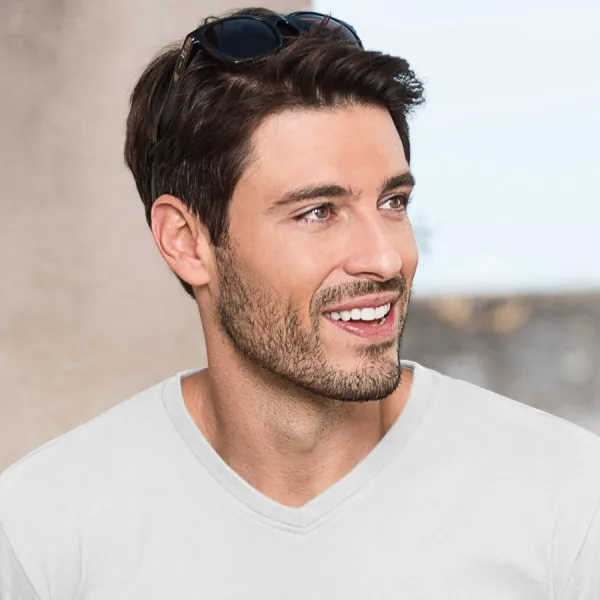 T-shirt o dużej gramaturze z krótkim rękawem - Dekolt w kształcie litery V