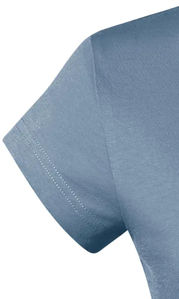 T-shirt damski slim fit z dekoltem w szpic - Bardzo krótkie rękawy