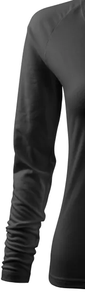 Damska dopasowana koszulka, dekolt w szpic - Długie rękawy typu raglan