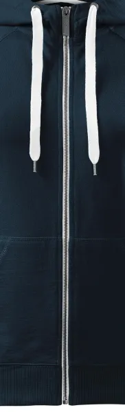 Kontrastowa bluza damska z kapturem - Biały kontrastowy zamek błyskawiczny