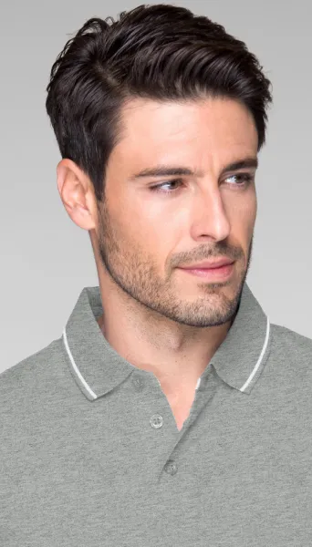 Męska koszulka polo z kontrastowymi detalami - Zapięcie na 3 guziki