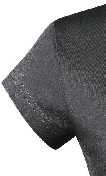 T-shirt damski slim fit z dekoltem w szpic - Bardzo krótkie rękawy