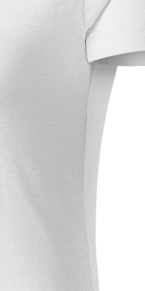 T-shirt damski, teksturowana bawełna organiczna - Krój z bocznymi szwami