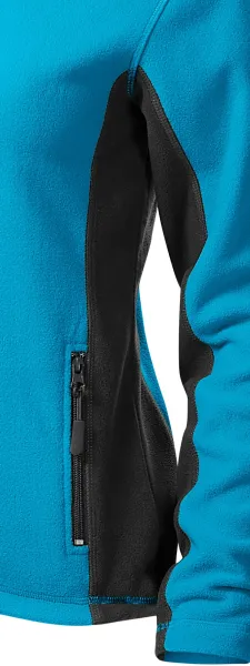 Kontrastowa kurtka damska z polaru - Ciemne kontrastujące detale