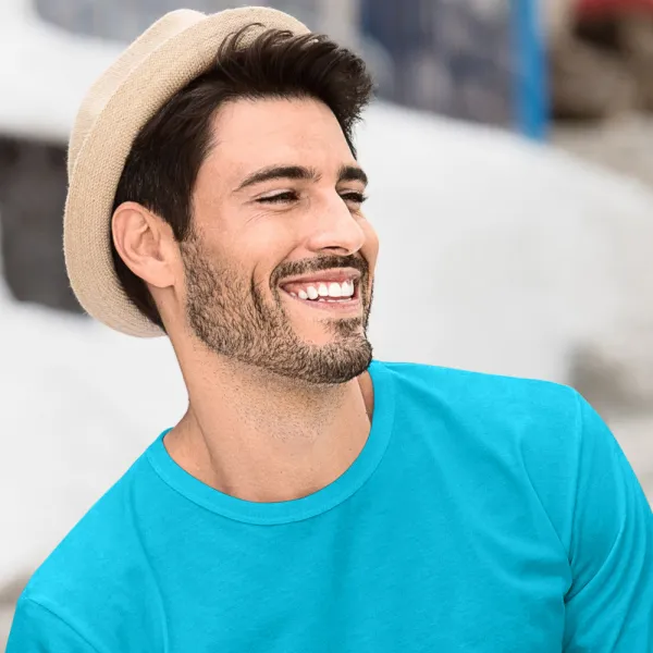 Męska koszulka z długim rękawem - Klasyczny okrągły dekolt