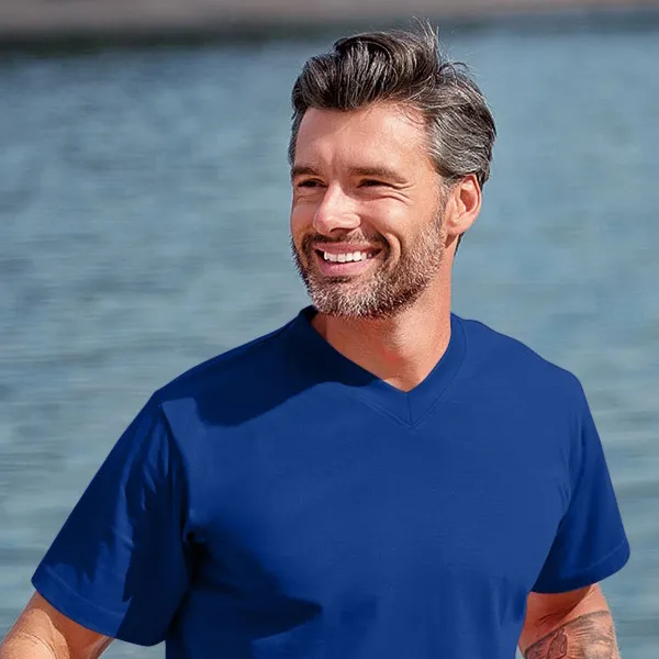 T-shirt z krótkim rękawem o średniej gramaturze - Dekolt w kształcie litery V