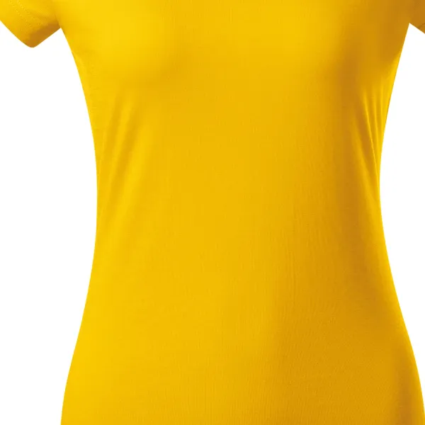 T-shirt damski slim fit z dekoltem w szpic - Łagodnie zwężane cięcie