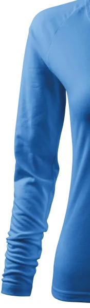 Damska dopasowana koszulka, dekolt w szpic - Długie rękawy typu raglan